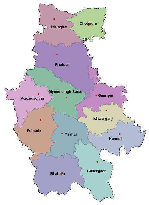 ময়মনসিংহ জেলার মানচিত্র | ময়মনসিংহ জেলার নামকরণ |ময়মনসিংহ জেলার অবস্থান