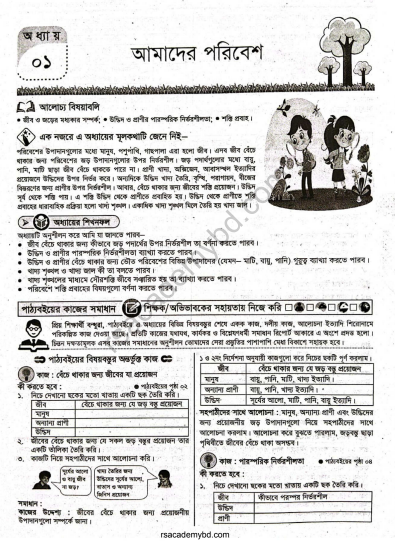 প্রাথমিক বিজ্ঞান গাইড পঞ্চম শ্রেণি PDF | Class 5 Science Guide