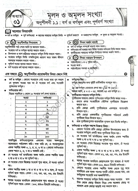 গণিত ৭ম শ্রেণীর গাইড বই | নতুন সিলেবাস | PDF Download